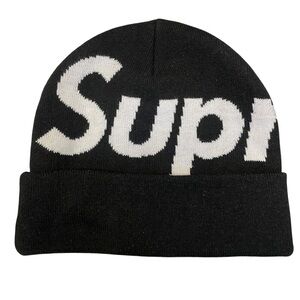 Supreme Black Big Logo Beanie